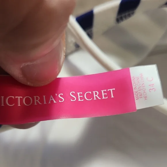 Victoria's Secret Blue & White Bikini Set L Bottom Top Is 34C - Picture 3 of 8